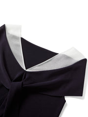Women's V-neck Tie-front Short Sleeve Knit Top