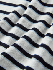Women's striped off-shoulder waist-cinching short-sleeve top