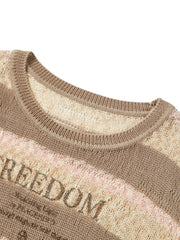 Women's striped color-block long-sleeve knit sweater
