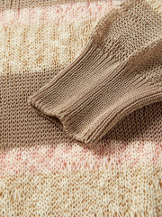 Women's striped color-block long-sleeve knit sweater