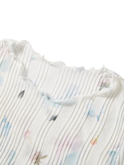 Women's French-style printed long-sleeve fitted top