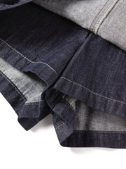 Women's linen A-line wide-leg denim mini skirt