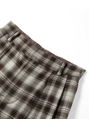 Women's Casual Plaid Wide-Leg Elastic-Waist Pants