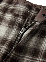 Women's Casual Plaid Wide-Leg Elastic-Waist Pants