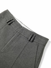 Women's Casual Grey Wool Wide-Leg Straight Suit Pants