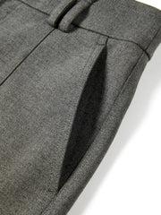 Women's Casual Grey Wool Wide-Leg Straight Suit Pants