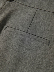 Women's Casual Grey Wool Wide-Leg Straight Suit Pants