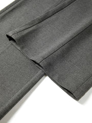 Women's Casual Grey Wool Wide-Leg Straight Suit Pants