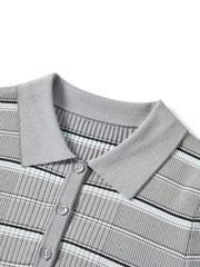 Women's Striped Knit Polo with Side Slits