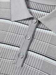 Women's Striped Knit Polo with Side Slits