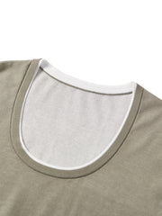Women's short-sleeve U-neck knit top with scarf