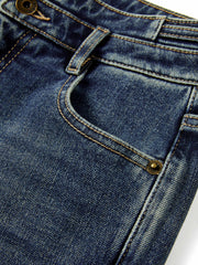 Women's Casual Double-Waistband Stretch Brushed Flared Jeans