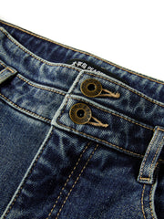 Women's Casual Double-Waistband Stretch Brushed Flared Jeans