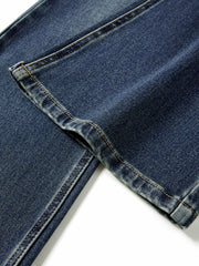 Women's Casual Double-Waistband Stretch Brushed Flared Jeans