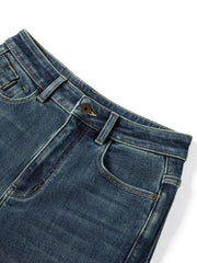 Women's Casual Denim High-Coverage Waistband Straight-Leg Pants