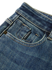 Women's Casual Denim High-Coverage Waistband Straight-Leg Pants