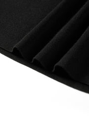 Women's Elegant Commuter Black Long-Sleeve Knit Dress
