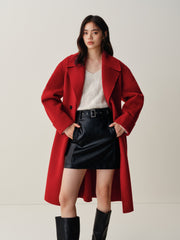 Women's Double-Breasted Belted Wool Coat