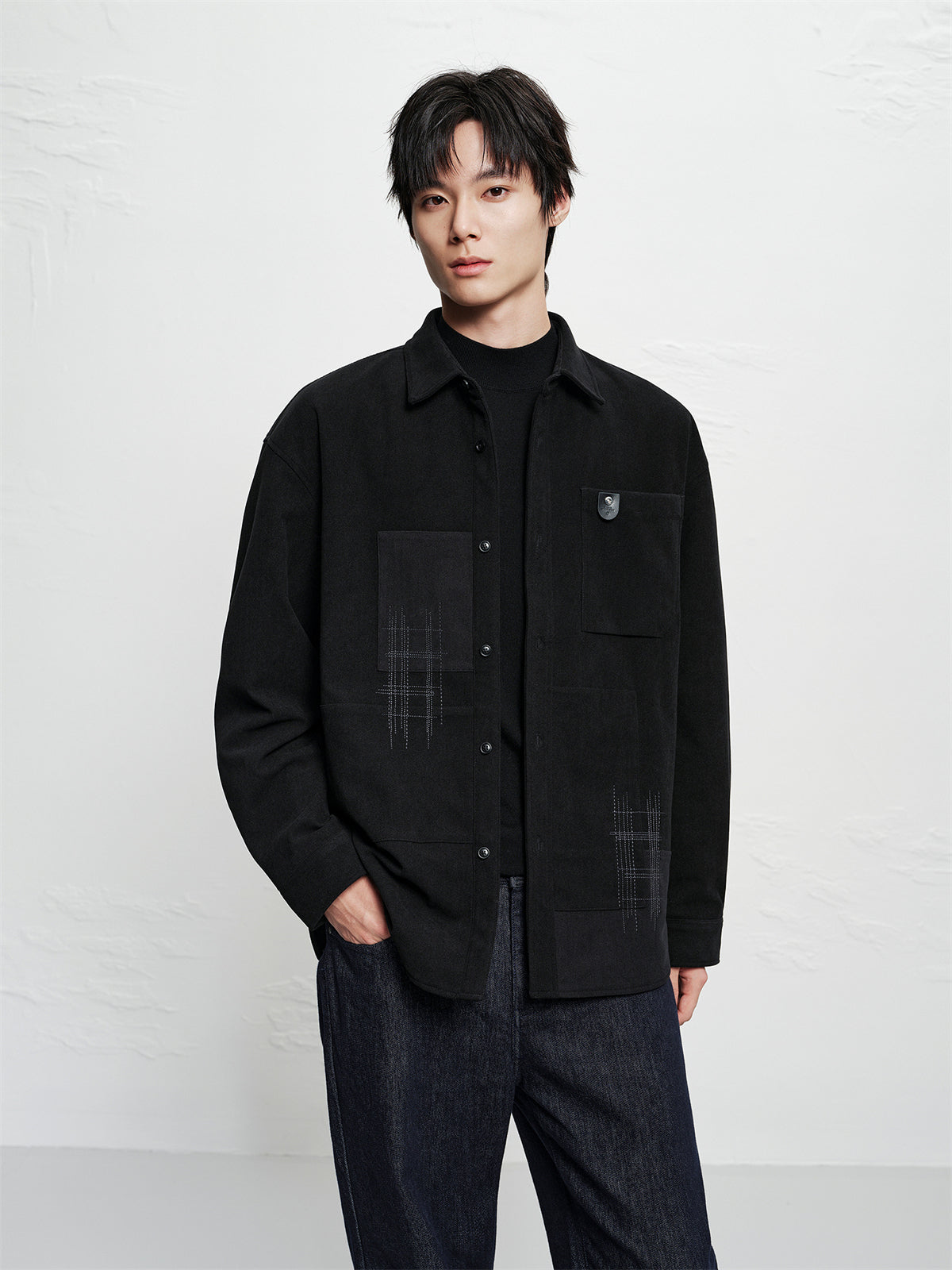 Men's Tonal Panel Corduroy Shirt