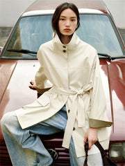 Women's Asymmetric Trench Jacket in Contrast Colors