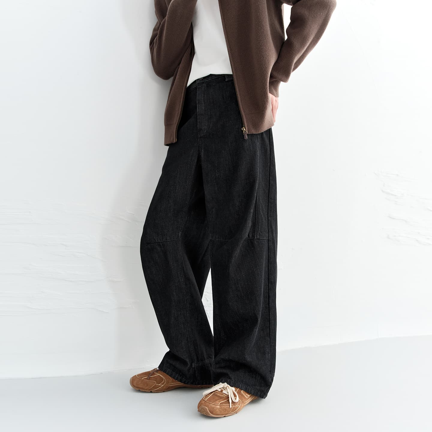Men's Raw Indigo Washed Wide-Leg Jeans