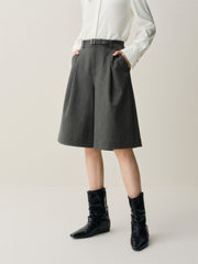 Women's Gray Wide-Leg Tailored Shorts