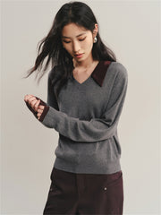 Women's Detachable V-Neck Wool-Blend Sweater