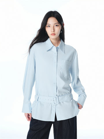 Women's Oversized Shirt with Detachable Belt