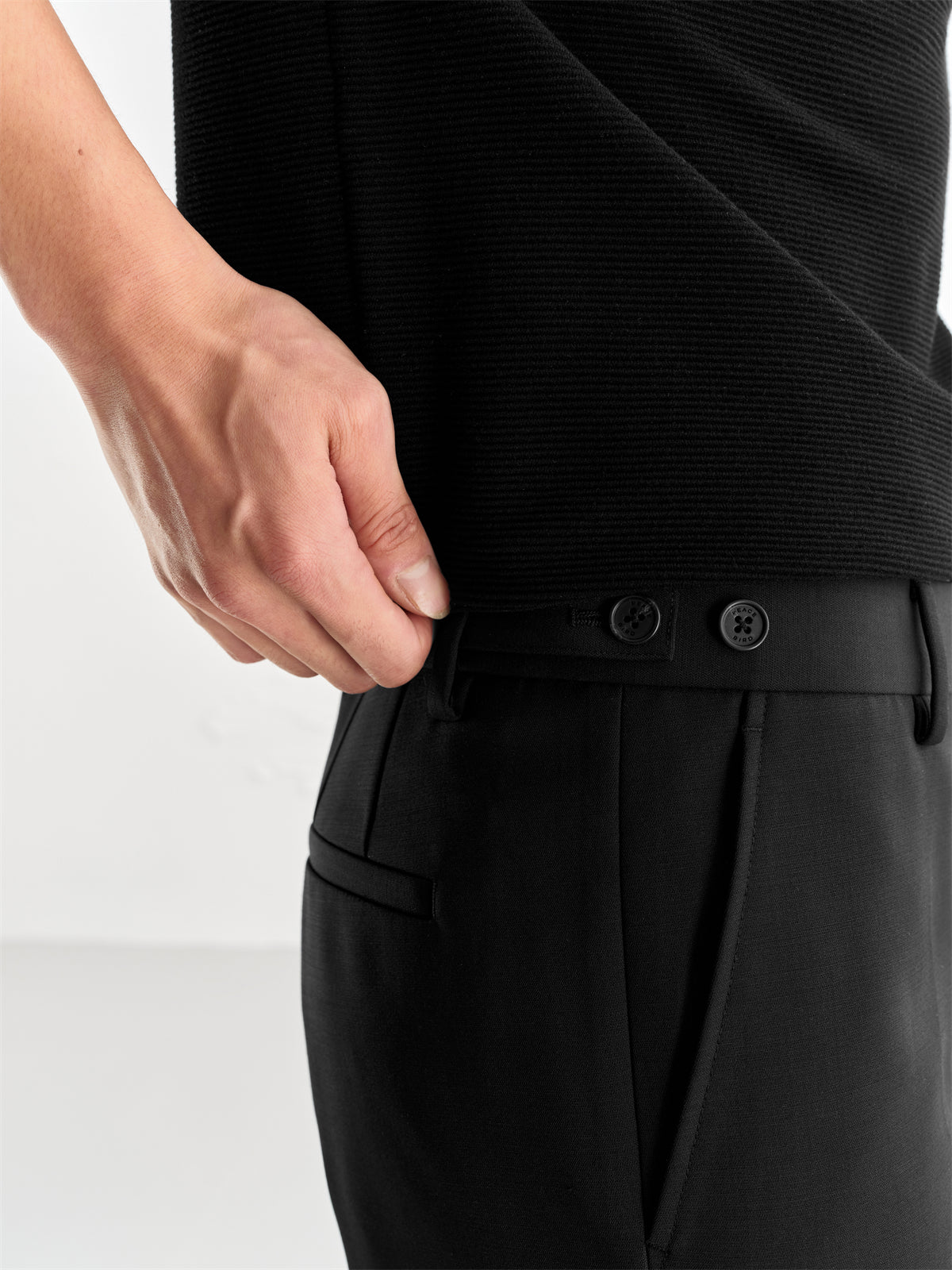 Men's Black Straight-Leg Dress Pants