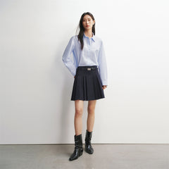 Women's Wool-Blend Pleated A-Line Mini Skirt