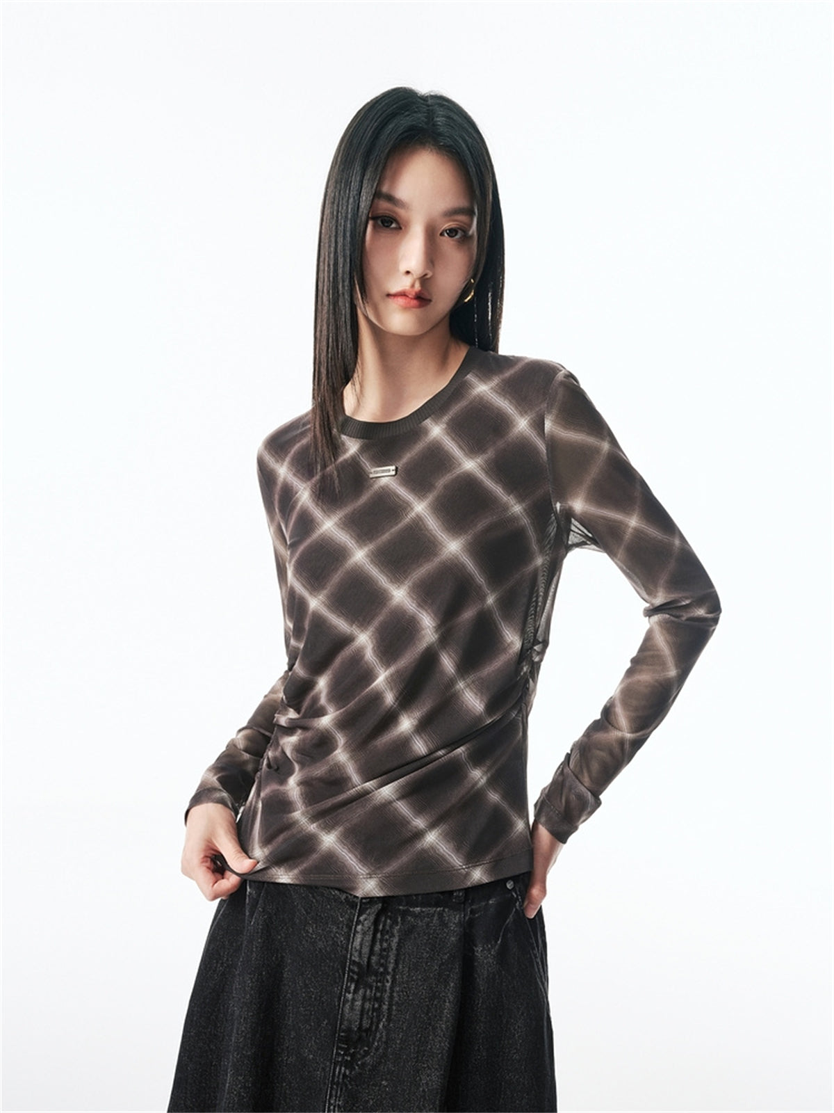 Check Fitted Top Women's Slim-Fit Lightweight Check Top | Peacebird Women Fashion – shop ...