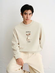 Men's Heavyweight Dog Embroidery Sweatshirt