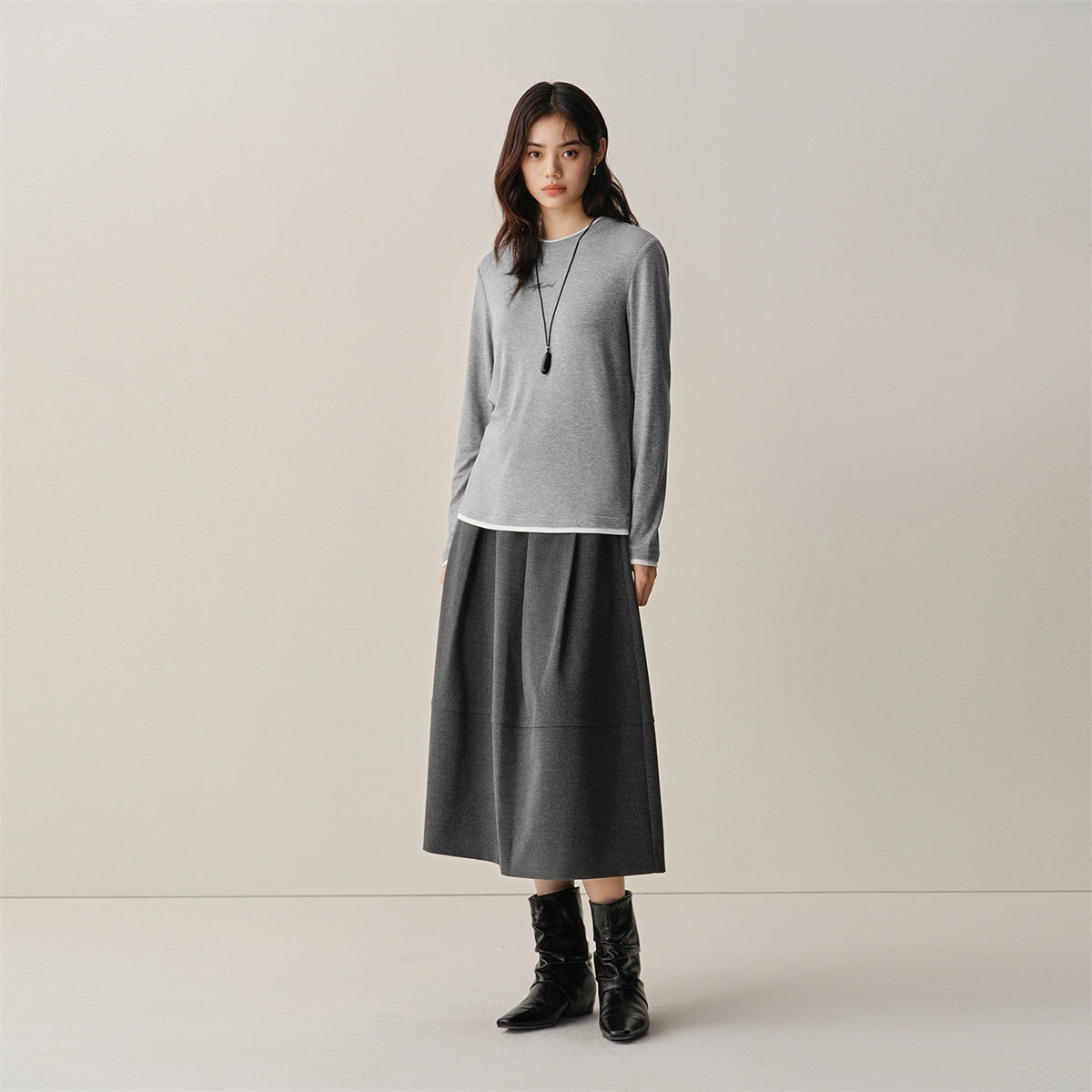 Men's Contrast Layered-Look Long-Sleeve T-Shirt