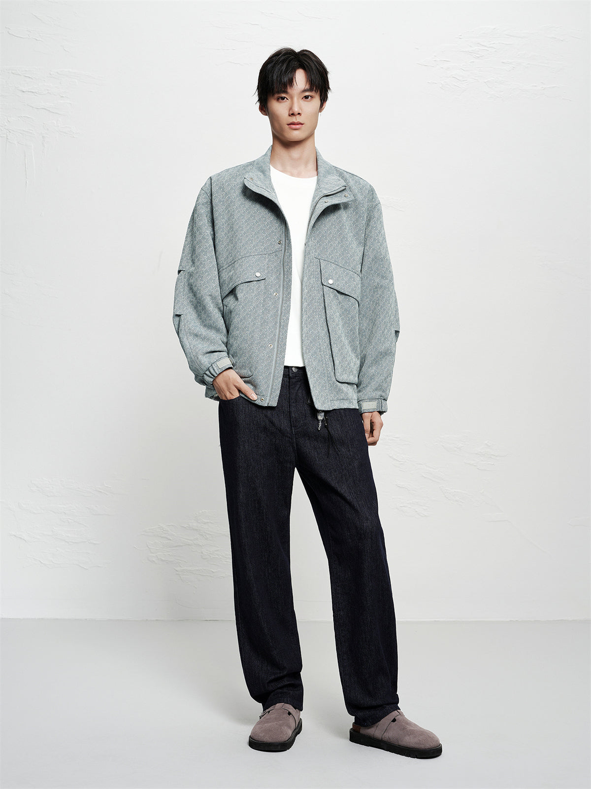 Men's Houndstooth Jacquard Denim Jacket