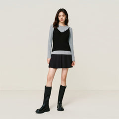 Women's Long-Sleeve T-Shirt & Cashmere-Blend Vest Set