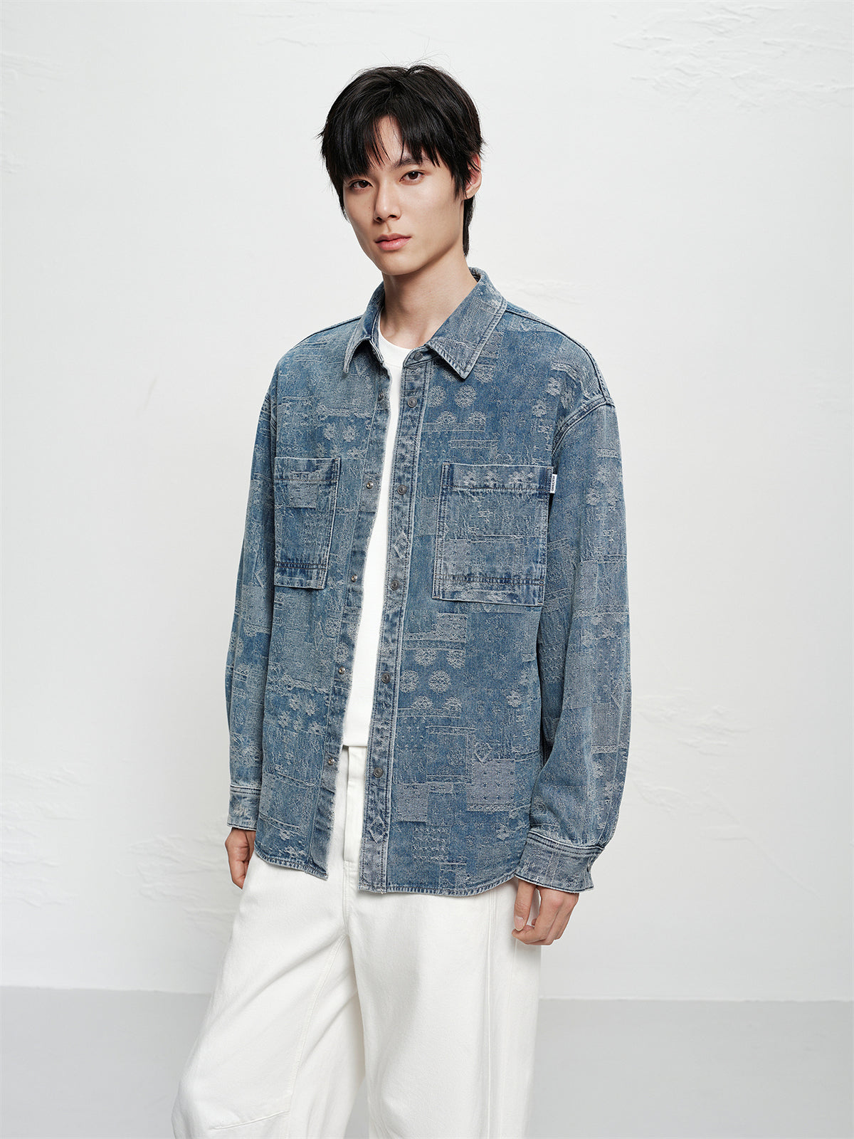 Men's Oversized Jacquard Denim Shirt