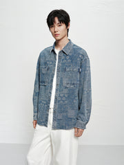 Men's Oversized Jacquard Denim Shirt