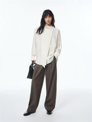 Women's Textured Shirt with Flowing Neck Tie