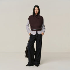 Women's Rabbit-Hair Blend Drape-Neck Modern Vest