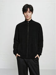 Men's Chenille Jacquard Zip-Up Cardigan