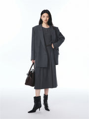 Women's Grey Peak-Lapel Blazer