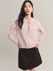 Women's Short Polo-Collar Cardigan