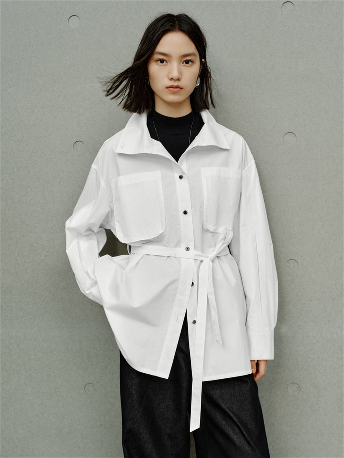 Women's Trench-Style Oversized Shirt