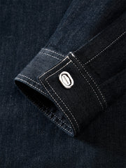 Men's Embroidered Shirt with Corduroy Panels