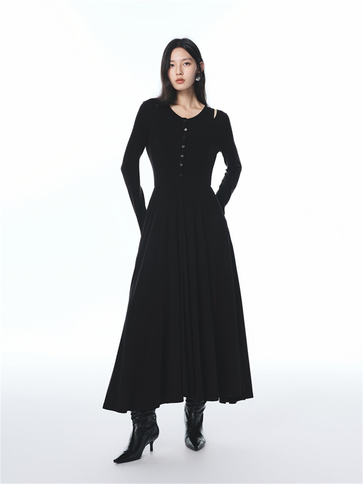 Women's Fitted Lyocell Layered-Look Dress