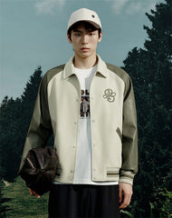 Men's Contrast Embroidered Baseball Jacket