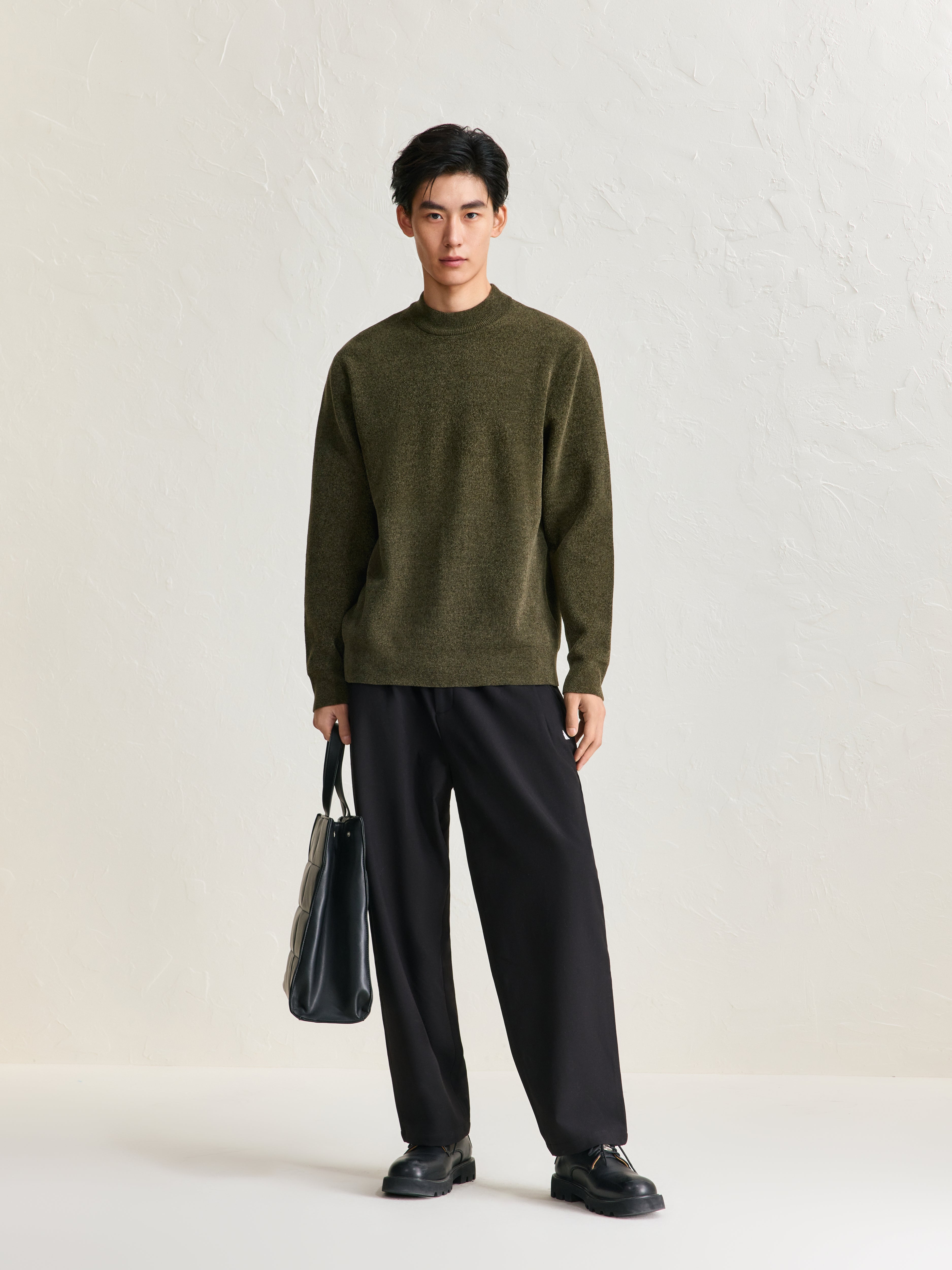 Men's Mock Neck Textured Pullover