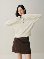 Women's Short Cable-Knit Hooded Sweater