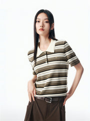 Women's Contrast Striped Knit Pullover