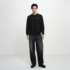 Men's Washed Cotton Wide-Leg Jeans